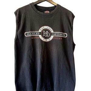 Harley Davidson Men's Sleevless T-Shirt Tank Atlantic City New Jersey Black Sz L